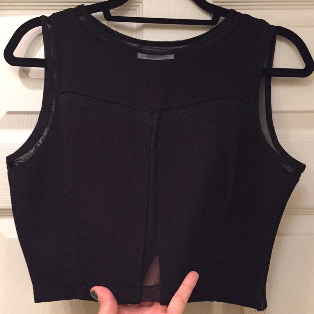 Black crop top with shear cut outs